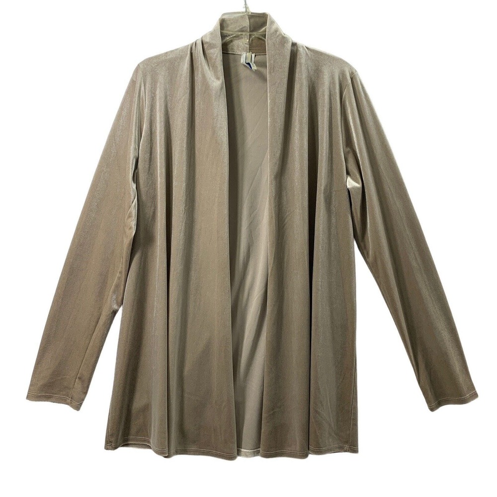 Bellamie Jacket Womens XL Tan Velvet Open‎ Front Brown Patch Elbows
